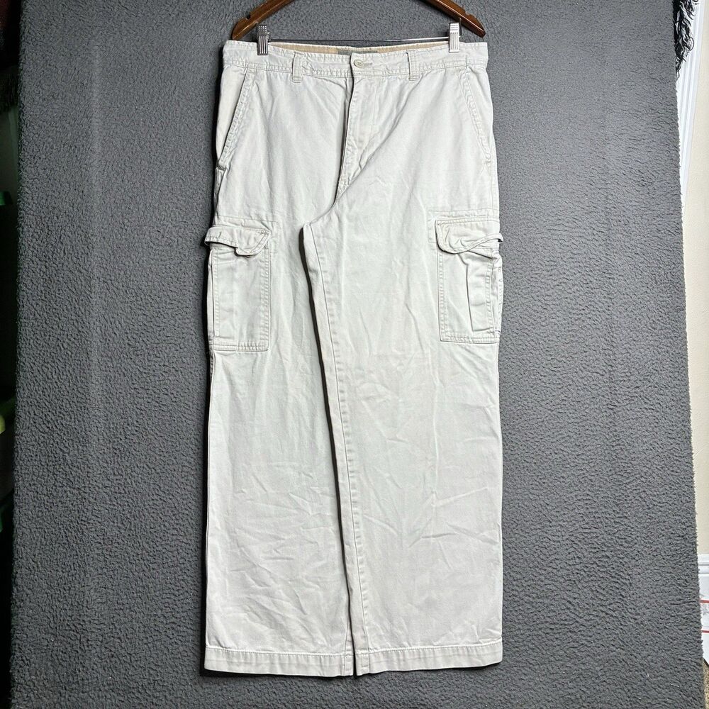 Old Navy Cargo Paratrooper Pants Men’s 34x30 Beige Y2K Vintage Wide Leg